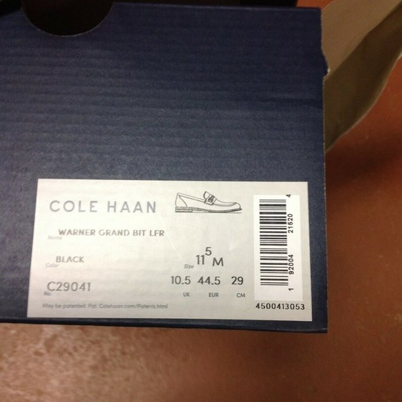 Cole Haan Men\'s Wagner Grand Black Leather Bit Loafers 11.5M - New in Box